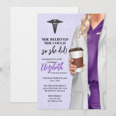 White Coat Medische School Afstuderen Uitnodiging (Voorkant / Achterkant)