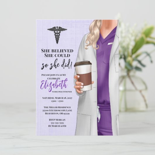 White Coat Medische School Afstuderen Uitnodiging (Staand voorkant)