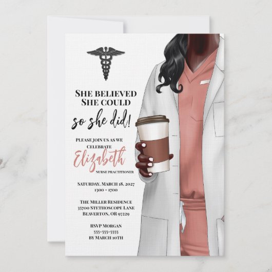 White Coat Medische School Afstuderen Uitnodiging (Voorkant)