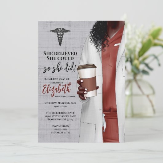 White Coat Medische School Afstuderen Uitnodiging (Staand voorkant)