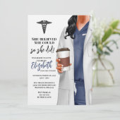 White Coat Medische School Afstuderen Uitnodiging (Staand voorkant)