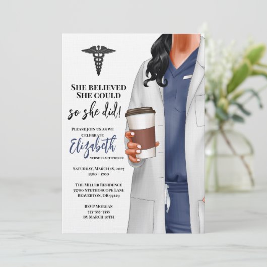 White Coat Medische School Afstuderen Uitnodiging (Staand voorkant)