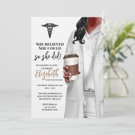 White Coat Medische School Afstuderen Uitnodiging (Staand voorkant)