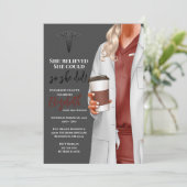 White Coat Medische School Afstuderen Uitnodiging (Staand voorkant)