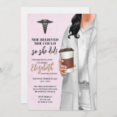 White Coat Medische School Afstuderen Uitnodiging (Voorkant / Achterkant)