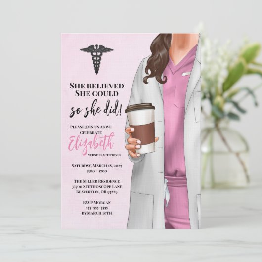 White Coat Medische School Afstuderen Uitnodiging (Staand voorkant)