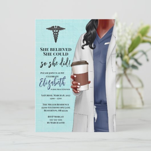 White Coat Medische School Afstuderen Uitnodiging (Staand voorkant)