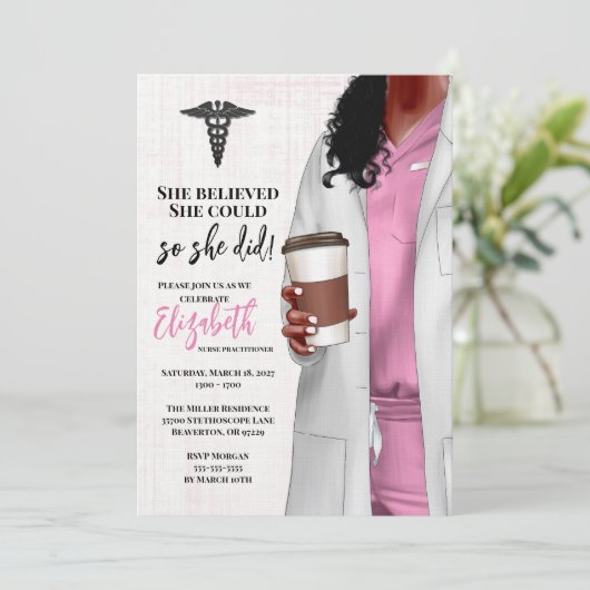 White Coat Medische School Afstuderen Uitnodiging (Staand voorkant)