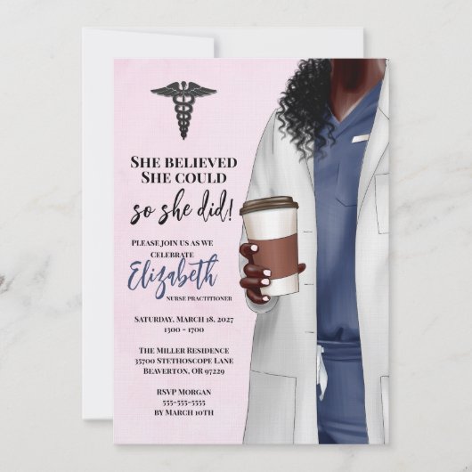 White Coat Medische School Afstuderen Uitnodiging (Voorkant)