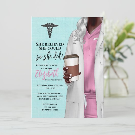 White Coat Medische School Afstuderen Uitnodiging (Staand voorkant)