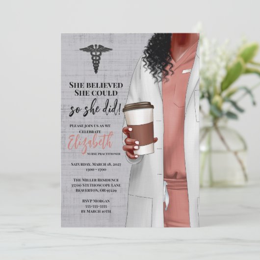 White Coat Medische School Afstuderen Uitnodiging (Staand voorkant)