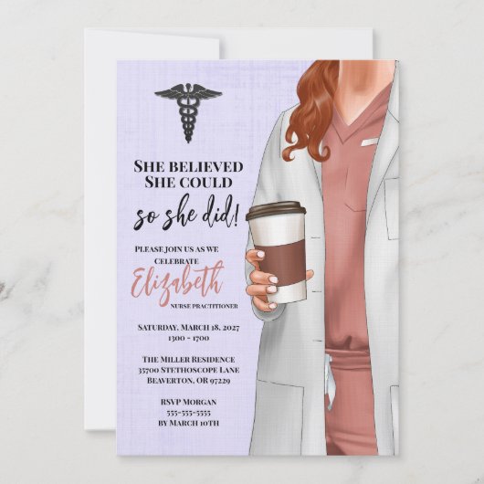 White Coat Medische School Afstuderen Uitnodiging (Voorkant)