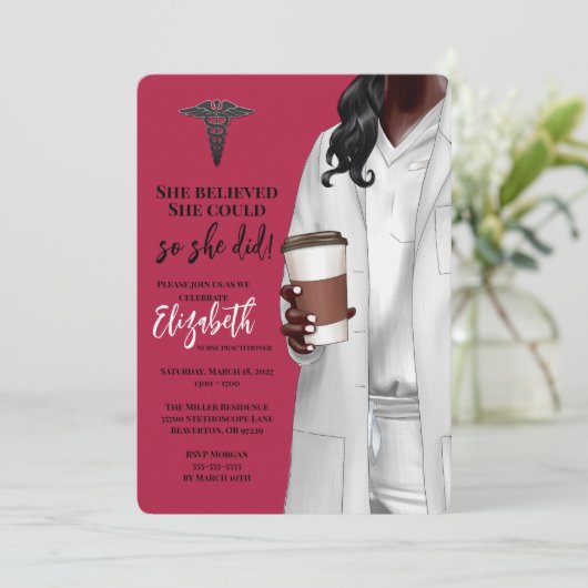 White Coat Medische School Afstuderen Uitnodiging (Staand voorkant)