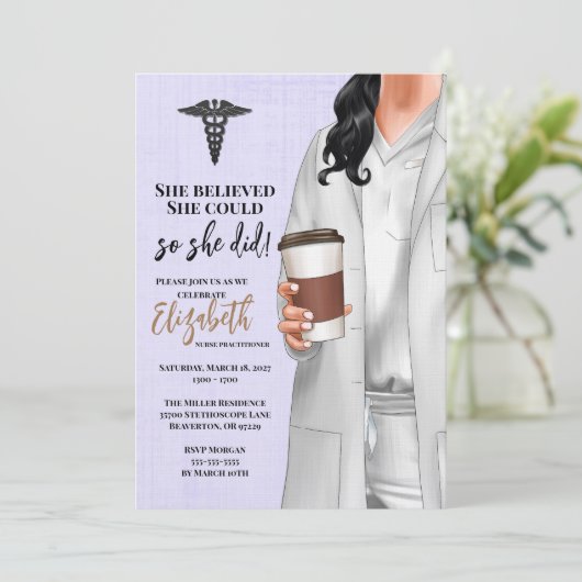 White Coat Medische School Afstuderen Uitnodiging (Staand voorkant)