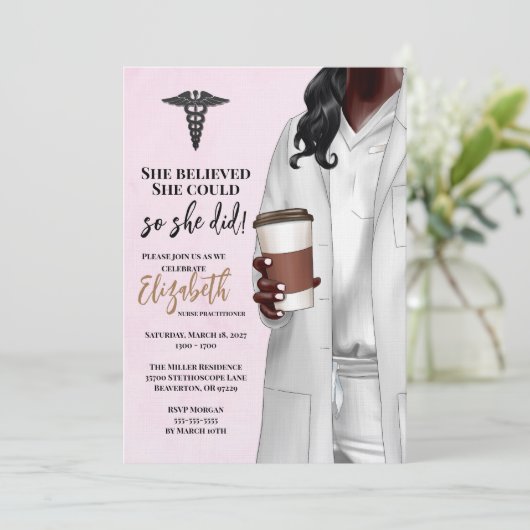 White Coat Medische School Afstuderen Uitnodiging (Staand voorkant)