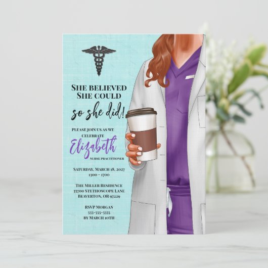 White Coat Medische School Afstuderen Uitnodiging (Staand voorkant)