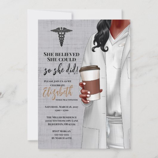 White Coat Medische School Afstuderen Uitnodiging (Voorkant)