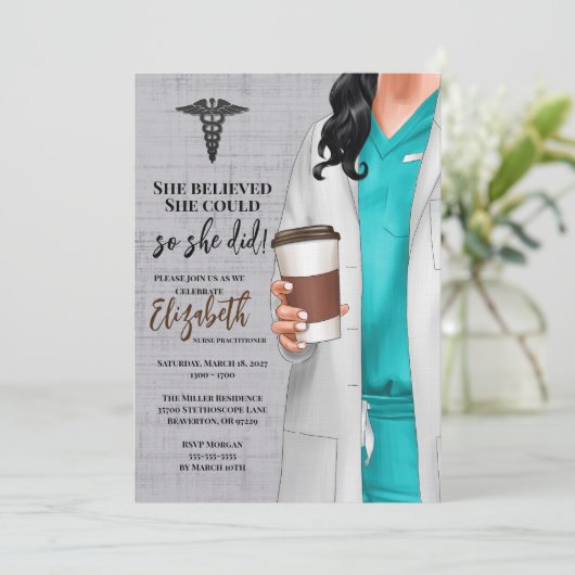 White Coat Medische School Afstuderen Uitnodiging (Staand voorkant)