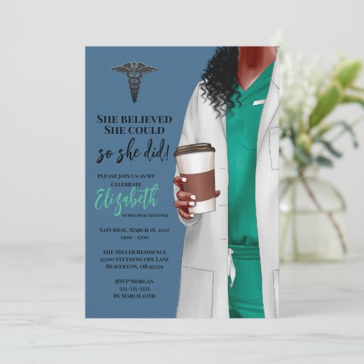 White Coat Medische School Afstuderen Uitnodiging (Staand voorkant)