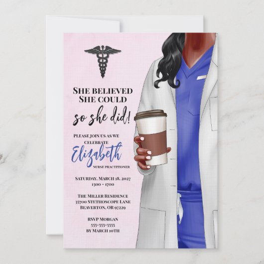 White Coat Medische School Afstuderen Uitnodiging (Voorkant)