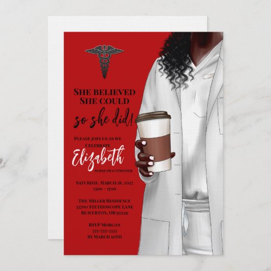 White Coat Medische School Afstuderen Uitnodiging (Voorkant / Achterkant)