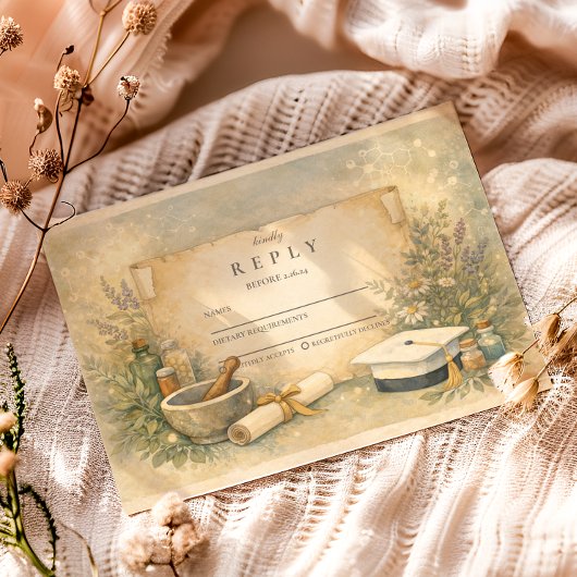 White Coat Pharmacy Graduation RSVP Kaartje