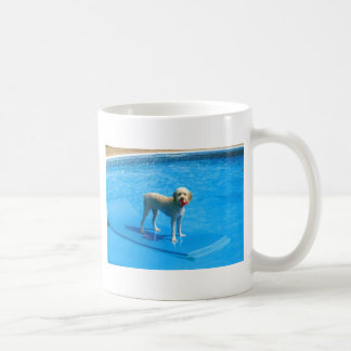 White Cockapoo Dog Swimming on a Raft Koffiemok