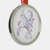 White Cockatiel Metalen Ornament (Rechts)