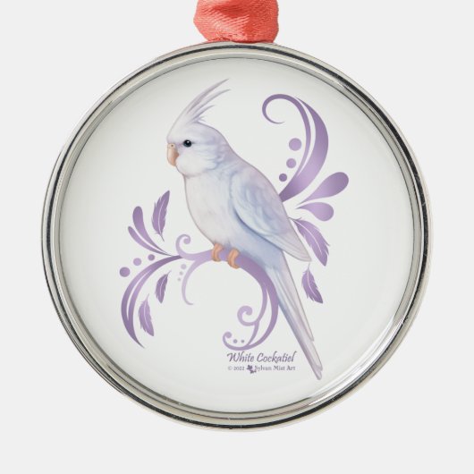 White Cockatiel Metalen Ornament (Voorkant)