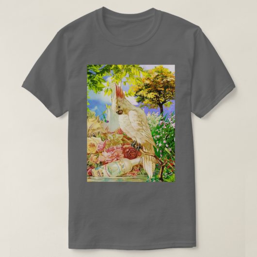 White Cocktail Parrot T-shirt (Design voorkant)