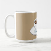 White coffee cup on a saucer filled with coffee koffiemok (Links)