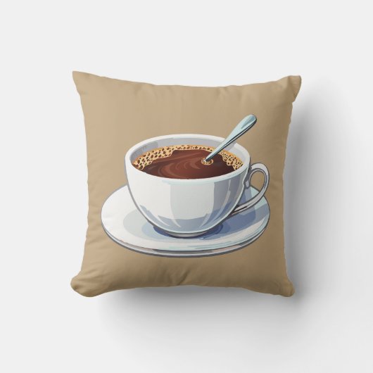 White coffee cup on a saucer filled with coffee kussen (Voorkant)