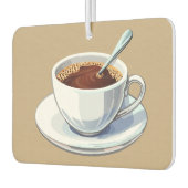 White coffee cup on a saucer filled with coffee luchtverfrisser (Links)