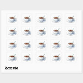 White coffee cup on a saucer filled with coffee vierkante sticker (Vel)
