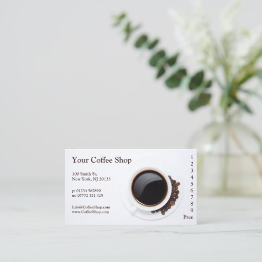 White Coffee Mok and Beans Photo, Loyalty Punch (Staand voorkant)