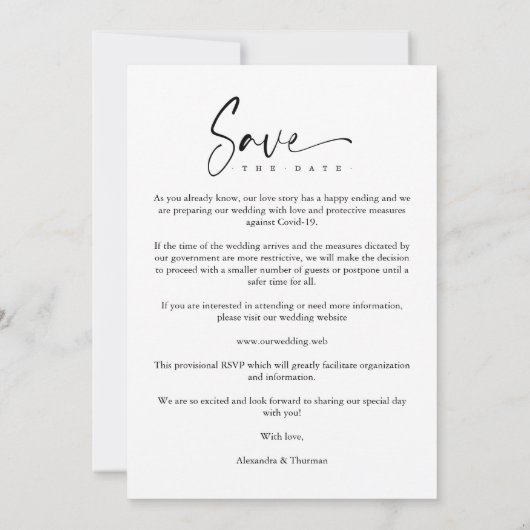 White Collage Wedding Save Date 4 Photos Covid19 (Achterkant)