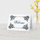 White Color met Metal Swirl Border Welcome Kaart (Gele Bloem)