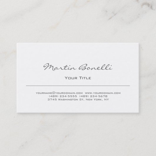 White Color Script Simple Trendy Visitekaartje (Voorkant)