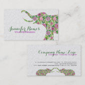 White & Colorful Retro Floral Elephant Visitekaartje (Voorkant / Achterkant)