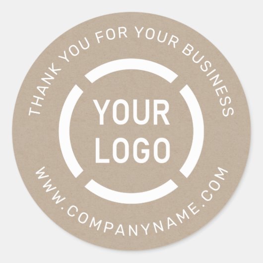 White company logo thank you kraft stickers (Voorkant)