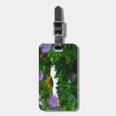 White Cone flower, paarse bloemen en moth Bagagelabel (Voorkant verticaal)