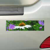 White Cone flower, paarse bloemen en moth Bumpersticker (Op auto)