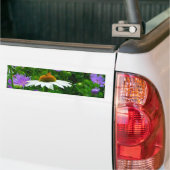 White Cone flower, paarse bloemen en moth Bumpersticker (Op Truck)