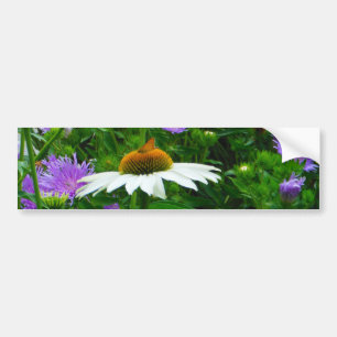 White Cone flower, paarse bloemen en moth Bumpersticker