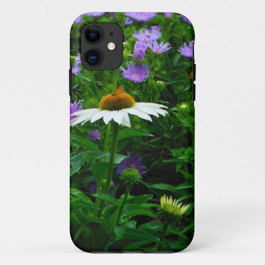 White Cone flower, paarse bloemen en moth Case-Mate iPhone Case (Achterkant)