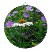 White Cone flower, paarse bloemen en moth Dartbord (Voorkant)