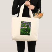 White Cone flower, paarse bloemen en moth Grote Tote Bag (Voorkant (product))