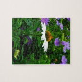 White Cone flower, paarse bloemen en moth Legpuzzel (Horizontaal)