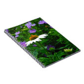 White Cone flower, paarse bloemen en moth Notitieboek (Rechterzijde)