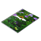 White Cone flower, paarse bloemen en moth Notitieboek (Linkerzijde)